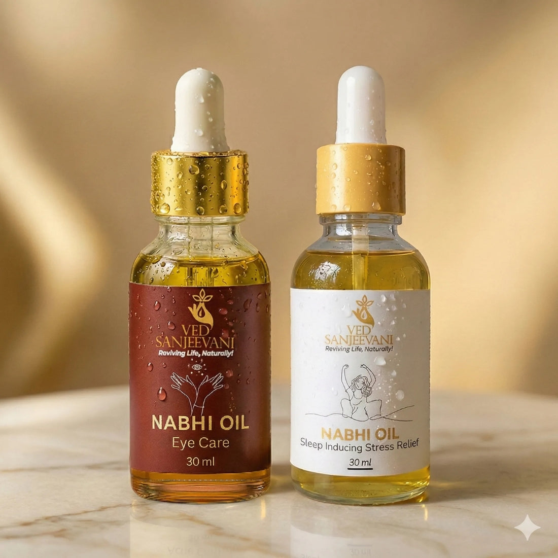 COMBO of Sleep Inducing &amp; Eye Care – Ayurvedic Nabhi Oils for Restful Sleep, Calm &amp; Visual Comfort - Ved Sanjeevani Ayurvedic Product