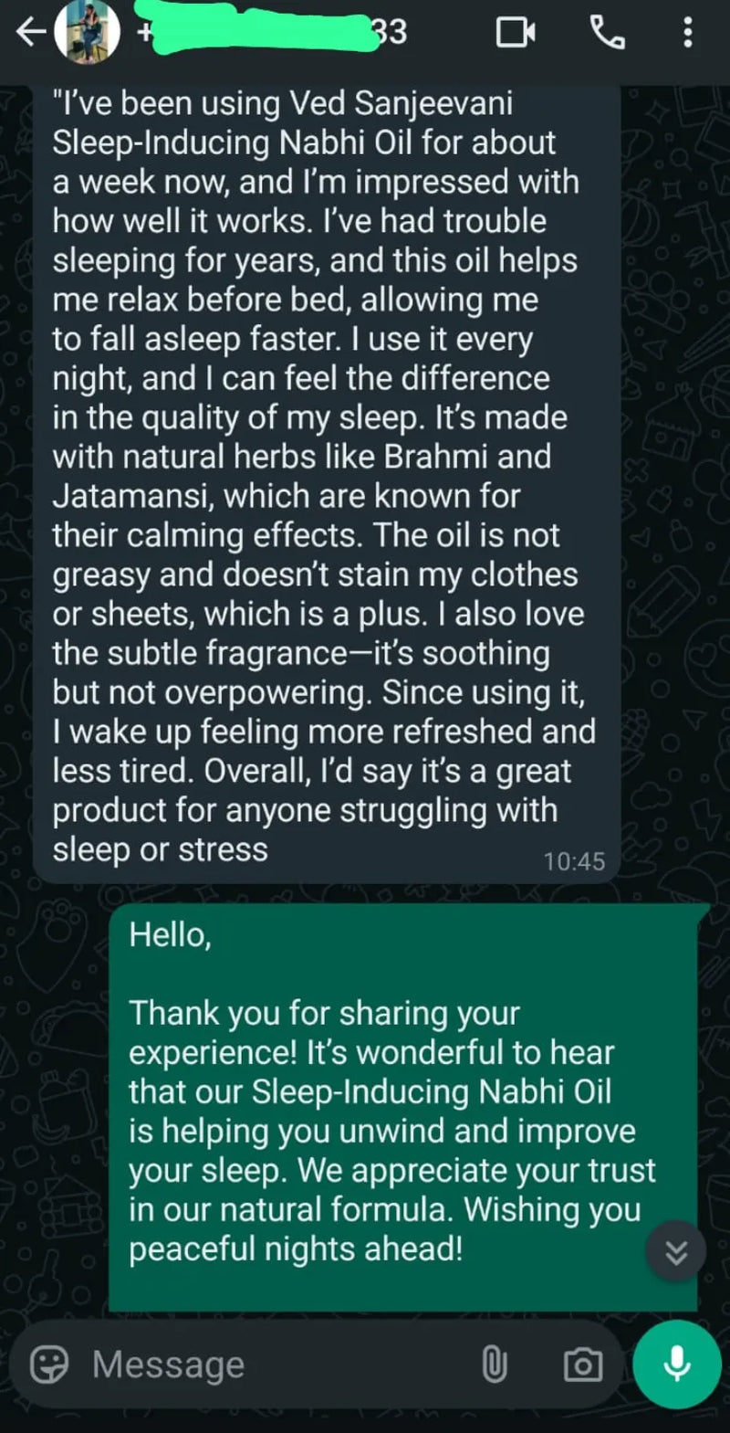 Sleep Inducing Stress Relief Nabhi Oil customer review
