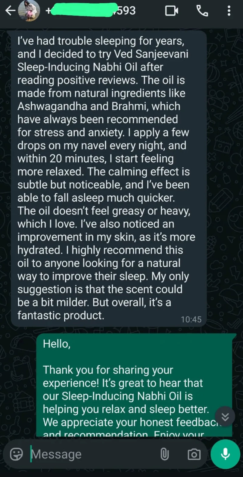 Sleep Inducing Stress Relief Nabhi Oil customer review