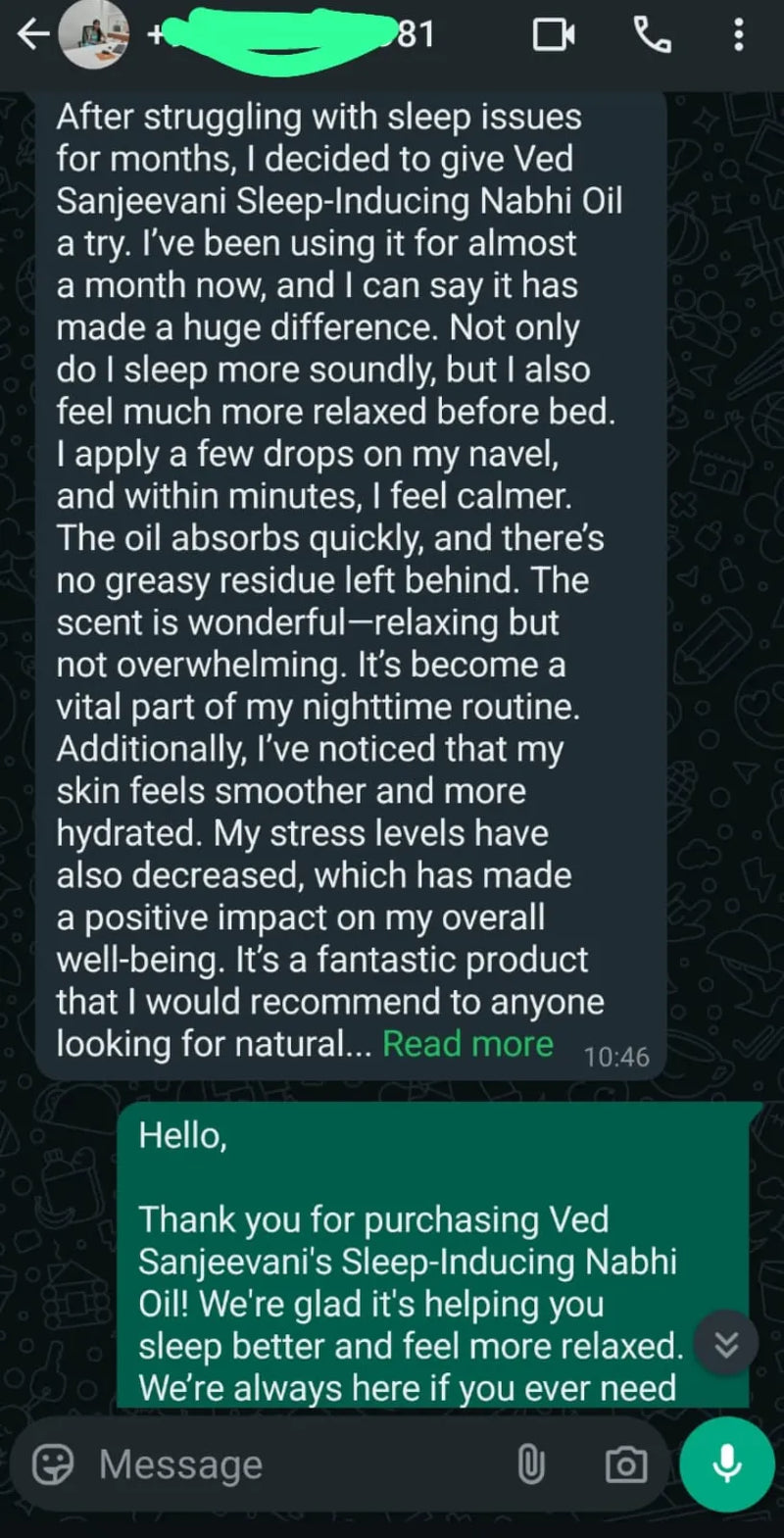 Sleep Inducing Stress Relief Nabhi Oil customer review