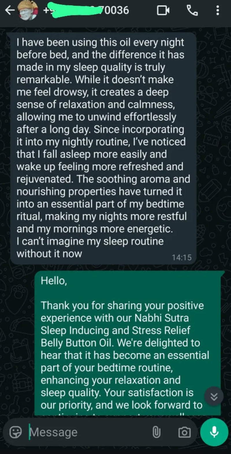 Sleep Inducing Stress Relief Nabhi Oil customer review